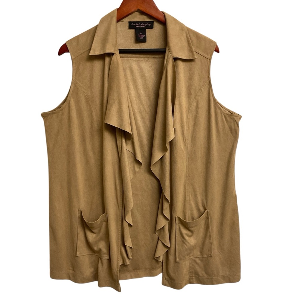 Isabel Hayley Timeless Trends Faux Suede
Draped Open Front Vest - Tan PL